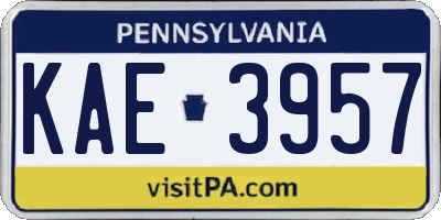 PA license plate KAE3957
