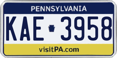 PA license plate KAE3958