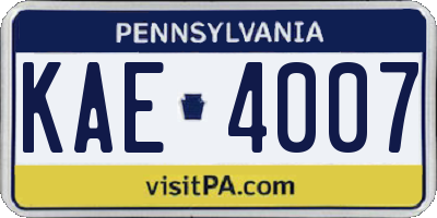 PA license plate KAE4007