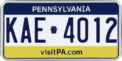 PA license plate KAE4012