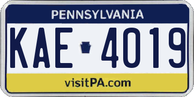 PA license plate KAE4019