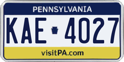 PA license plate KAE4027