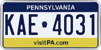 PA license plate KAE4031