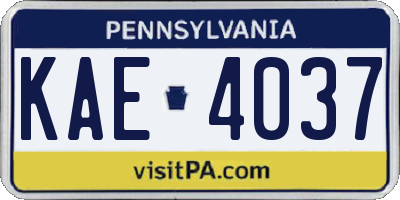PA license plate KAE4037
