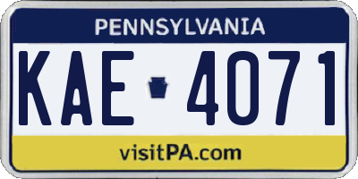 PA license plate KAE4071