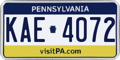 PA license plate KAE4072