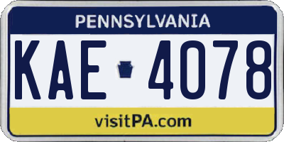 PA license plate KAE4078