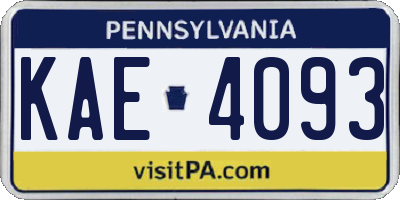 PA license plate KAE4093