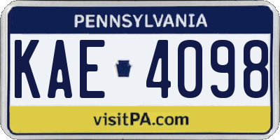 PA license plate KAE4098