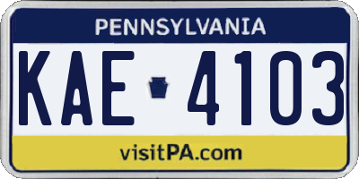PA license plate KAE4103