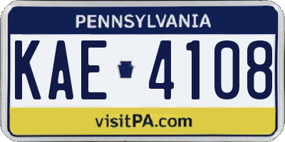 PA license plate KAE4108