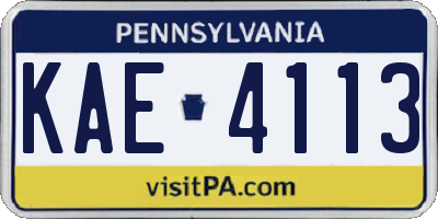 PA license plate KAE4113