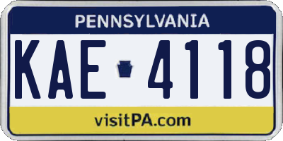 PA license plate KAE4118