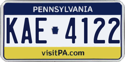 PA license plate KAE4122