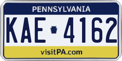 PA license plate KAE4162