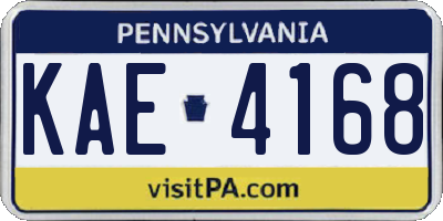PA license plate KAE4168