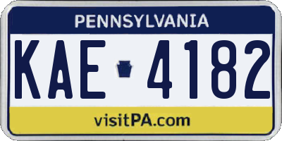 PA license plate KAE4182