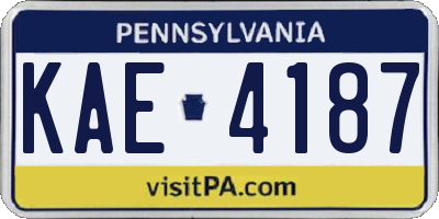 PA license plate KAE4187