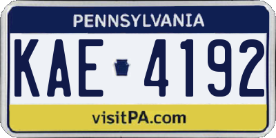PA license plate KAE4192