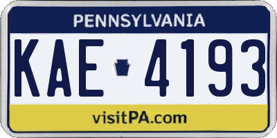 PA license plate KAE4193
