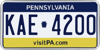PA license plate KAE4200