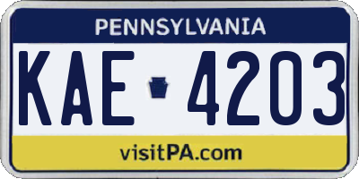 PA license plate KAE4203