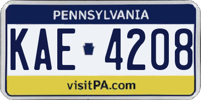PA license plate KAE4208
