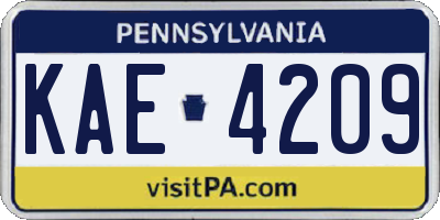 PA license plate KAE4209