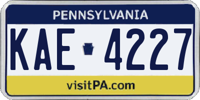 PA license plate KAE4227