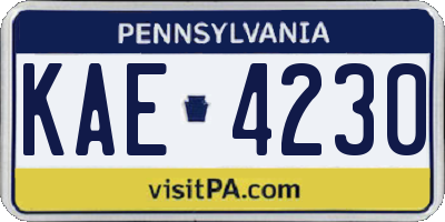 PA license plate KAE4230