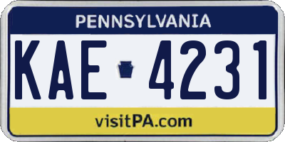 PA license plate KAE4231
