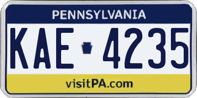 PA license plate KAE4235