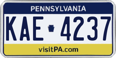 PA license plate KAE4237
