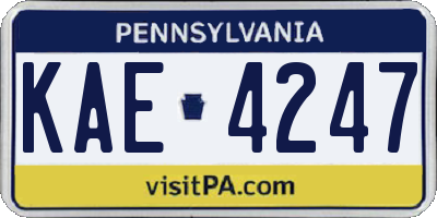 PA license plate KAE4247