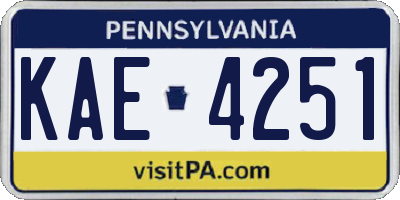 PA license plate KAE4251