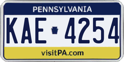 PA license plate KAE4254