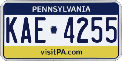 PA license plate KAE4255