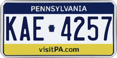 PA license plate KAE4257