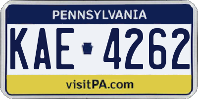 PA license plate KAE4262