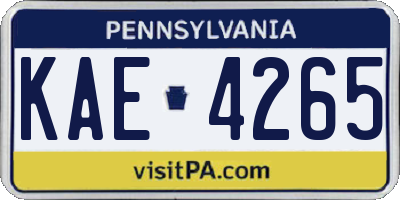 PA license plate KAE4265