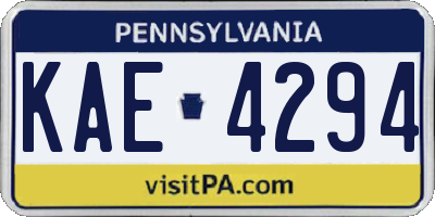 PA license plate KAE4294