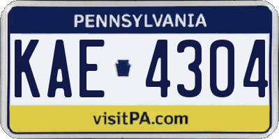 PA license plate KAE4304