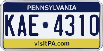 PA license plate KAE4310