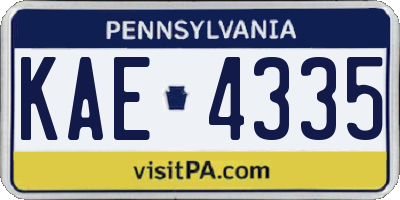 PA license plate KAE4335