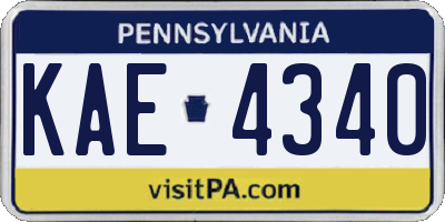 PA license plate KAE4340
