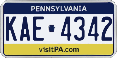 PA license plate KAE4342