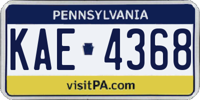 PA license plate KAE4368