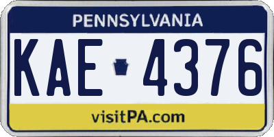 PA license plate KAE4376