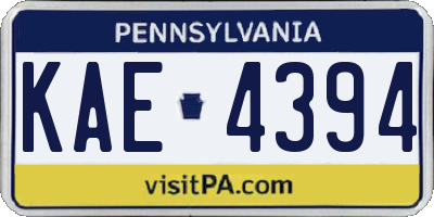 PA license plate KAE4394