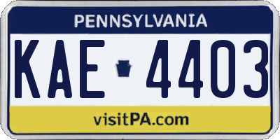PA license plate KAE4403